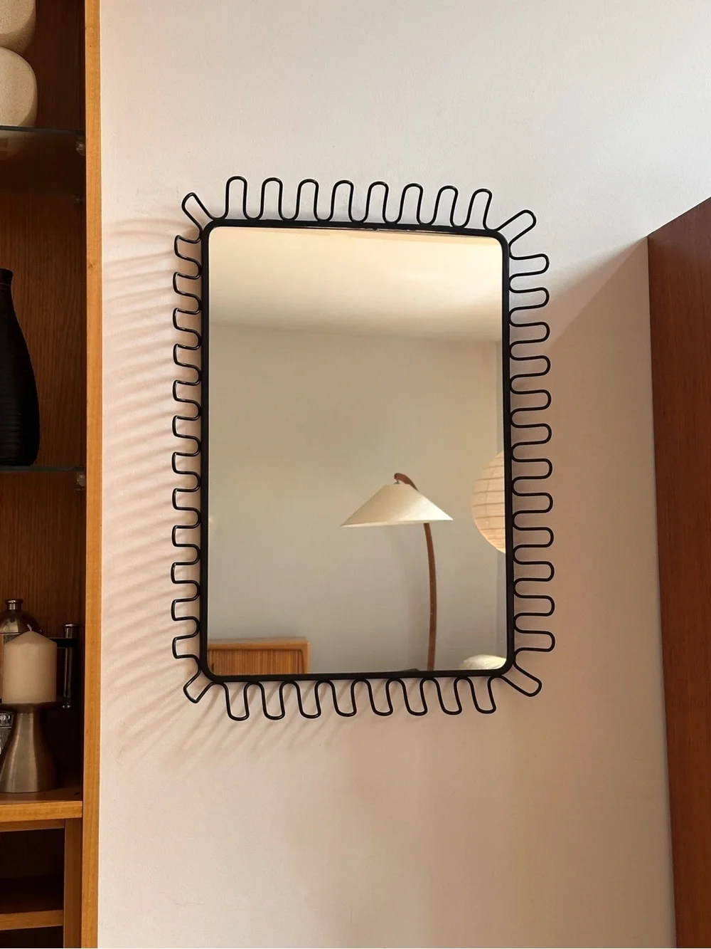 VINTAGE IKEA Mandal Black Wavy Frame Wall Mirror – Sleek Modern Home Decor